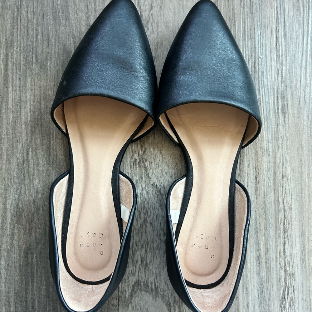 A New Day Black Leather Women's Flats